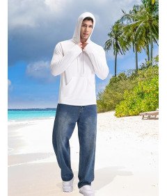 BALEAF Bluza Męska z Kapturem Pływacka Szybkoschnąca Letnia Biała S