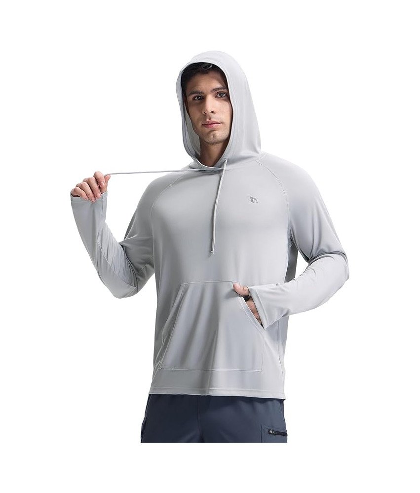 BALEAF Bluza Męska z Kapturem Pływacka Szybkoschnąca Letnia Szara S