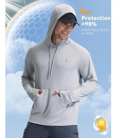 BALEAF Bluza Męska z Kapturem Pływacka Szybkoschnąca Letnia Szara S