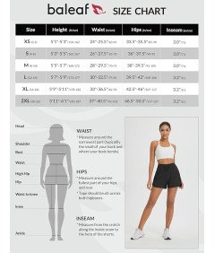 BALEAF Damskie Spodenki Sportowe do Biegania Krótkie Szorty Czarne M