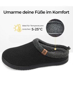 MERRIMAC Męskie Kapcie Ciepłe Wygodne Antypoślizgowe Czarne 45-46 EU