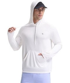 BALEAF Bluza Męska z Kapturem Pływacka Szybkoschnąca Letnia Biała XL