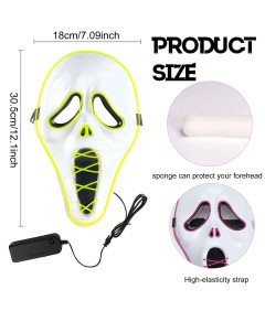 Maska Halloween Led Ghost Scream Świecąca Straszna Krzyk Ghostface One Size