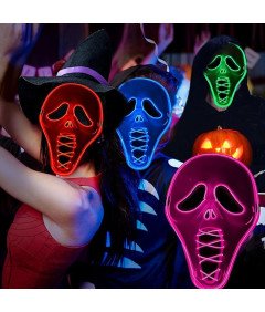 Maska Halloween Led Ghost Scream Świecąca Straszna Krzyk Ghostface One Size