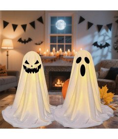 Zestaw 2 Duchy Halloween Led Świecące Stojąca Dekoracja Zdalnie Sterowana
