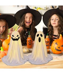 Zestaw 2 Duchy Halloween Led Świecące Stojąca Dekoracja Zdalnie Sterowana