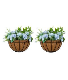 Doniczka Ścienna Wisząca Zestaw 2 szt Kosz Druciany Z Wkładem Kokosowym