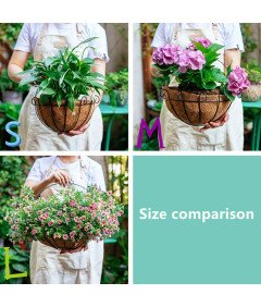 Doniczka Ścienna Wisząca Zestaw 2 szt Kosz Druciany Z Wkładem Kokosowym