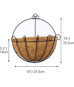 Doniczka Ścienna Wisząca Zestaw 2 szt Kosz Druciany Z Wkładem Kokosowym