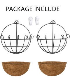 Doniczka Ścienna Wisząca Zestaw 2 szt Kosz Druciany Z Wkładem Kokosowym