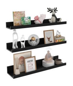 Regał Ścienny Z Drewna Elegancki Aesthetic Zestaw 3 Sztuk 60 Cm Czarny