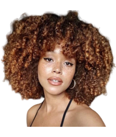Peruka Afro Kręcona Ombre Brazylijska Brązowa Modna Krótka Z Grzywką Bouncy