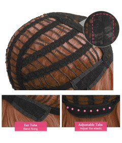 Peruka Afro Kręcona Ombre Brazylijska Brązowa Modna Krótka Z Grzywką Bouncy