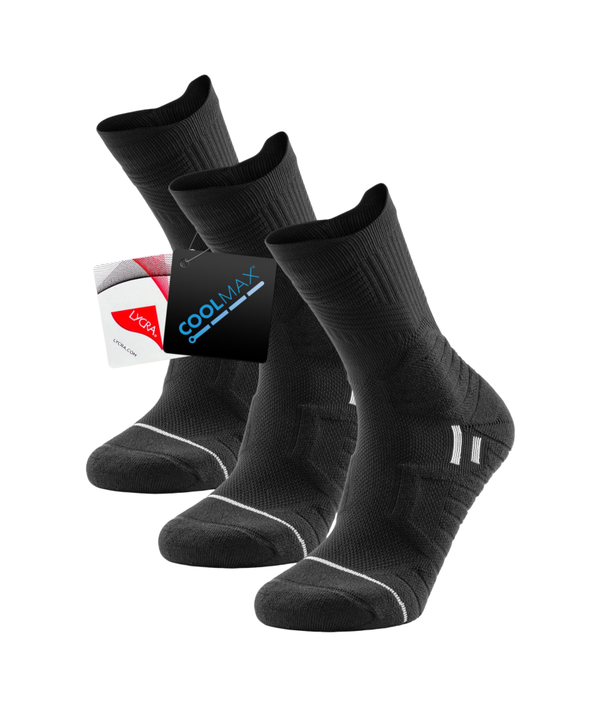 Męskie Skarpety Kompresyjne do Biegania Sportowe Czarne 3 Pary 39-42 EU