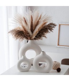 Ceramiczny Wazon na Kwiaty Donut Okrągły Dekoracyjny Biały 18 x 19 cm