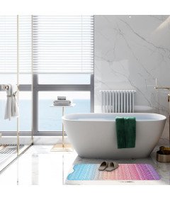 Mata Łazienkowa Antypoślizgowa Przyssawki Prostokątna Tęczowa 100 x 40 cm