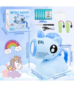 Maszyna Pistolet Do Baniek Mydlanych Jednorożec Automat LED Niebieska 100ml