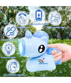 Maszyna Pistolet Do Baniek Mydlanych Jednorożec Automat LED Niebieska 100ml