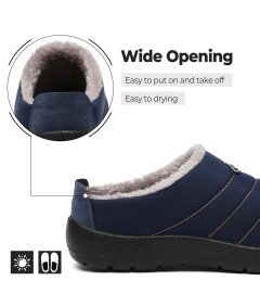 Modne Kapcie Damskie Zimowe Ocieplane Futrem Wodoodporne Granatowe 37 EU