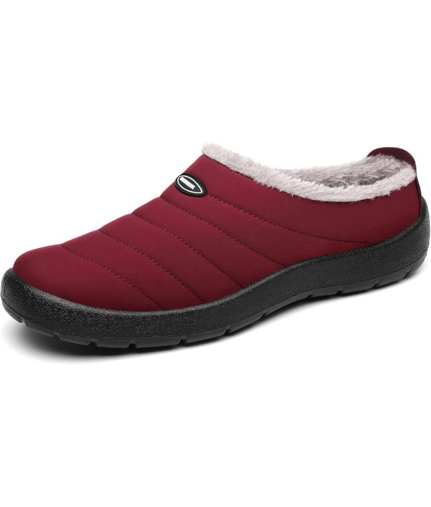 Kapcie Unisex Zimowe Ocieplane Futrem Wodoodporne Czerwone 40 EU