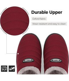 Kapcie Unisex Zimowe Ocieplane Futrem Wodoodporne Czerwone 40 EU