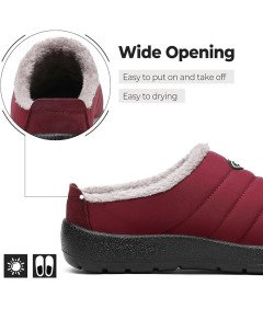 Kapcie Unisex Zimowe Ocieplane Futrem Wodoodporne Czerwone 40 EU