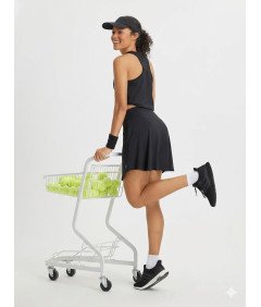 BALEAF Spódnica Sportowa Tenisowa Kieszenie Spódniczka Szorty Czarna S