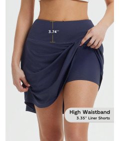 BALEAF Spódnica Sportowa Tenisowa Kieszenie Spódniczka Szorty Granatowa XL