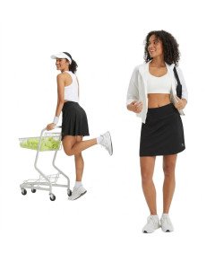 BALEAF Spódnica Sportowa Tenisowa Kieszenie Spódniczka Szorty Czarna XS