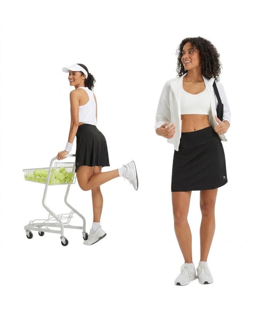 BALEAF Spódnica Sportowa Tenisowa Kieszenie Spódniczka Szorty Czarna XS