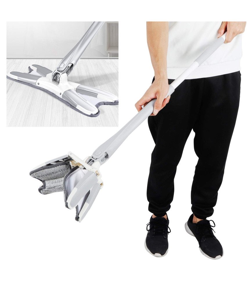 Mop Płaski Regulowany Kij Typ X Mycie Bezdotykowe Mikrofibra 140cm Natudeco