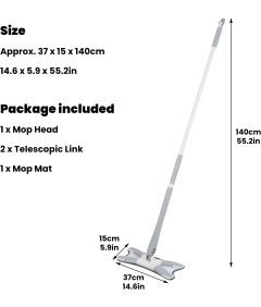 Mop Płaski Regulowany Kij Typ X Mycie Bezdotykowe Mikrofibra 140cm Natudeco