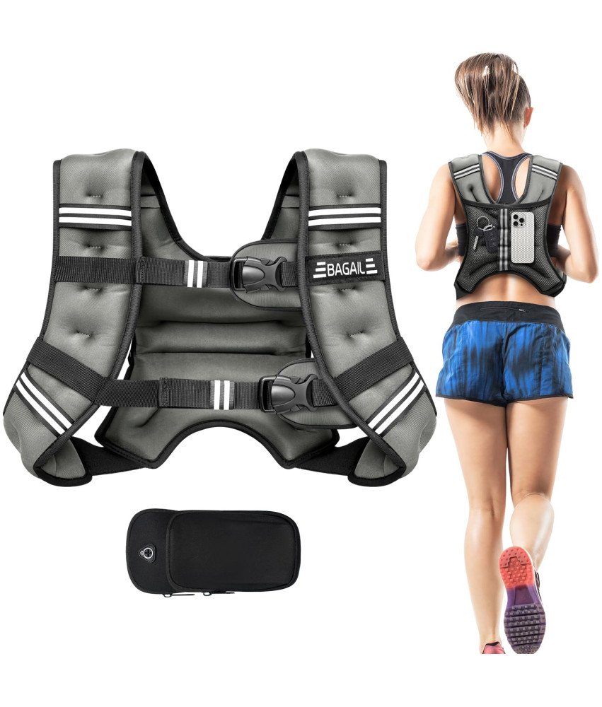 Kamizelka Obciążeniowa 9 Kg 21lbs Do Ćwiczeń Biegania Treningu Szara BAGAIL