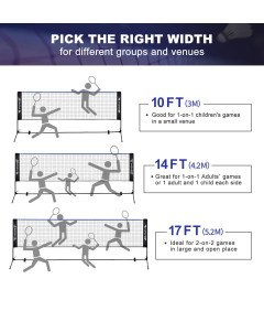 Siatka Do Badmintona Tenisa Siatkówki 3w1 Mocna 4,2 M Regulowana Niebieska