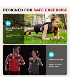 Kamizelka Obciążeniowa 11Kg 25lbs Do Ćwiczeń Biegania Trening Czarna BAGAIL