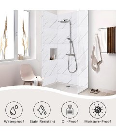 Panele Samoprzylepne Naklejki Płytki 30x30 cm 20 Sztuk Biały Marmur 1,8 m²