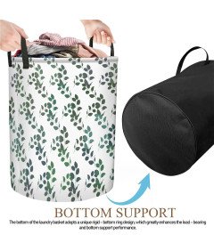 Składany Kosz na Pranie 40x50 cm Worek Organizer na Zabawki Biały w Liście