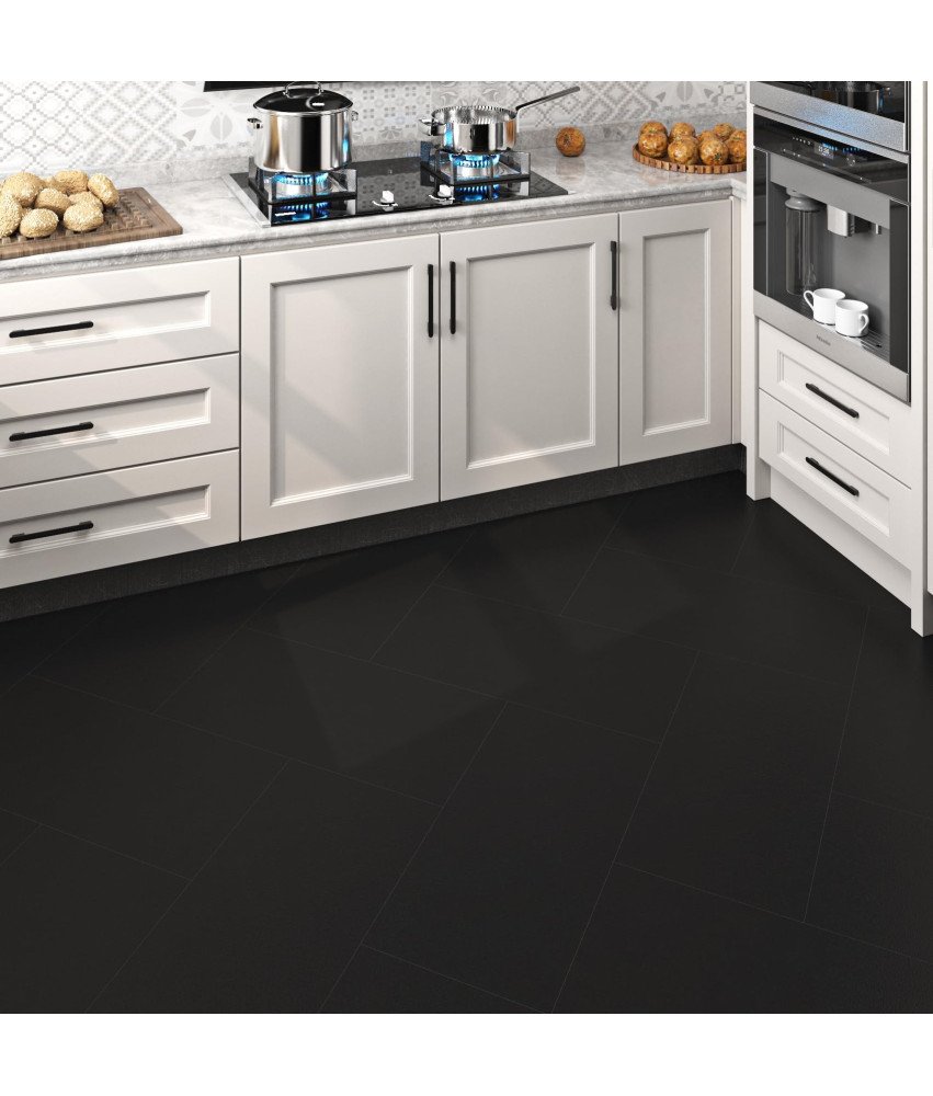 Płytki Panele Podłogowe Samoprzylepne PCV Czarne 30 x 60 cm 5 szt 0,9 m²