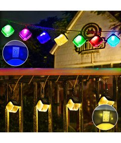 Lampki Solarne Ścienne Kostki RGB Wodoodporne Tarasowe Zestaw 2 szt 10 cm