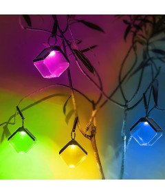 Lampki Solarne Ścienne Kostki RGB Wodoodporne Tarasowe Zestaw 2 szt 10 cm
