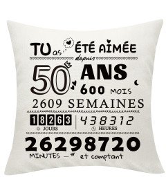 Poszewka na Poduszkę z Kieszeniami Prezent na 50 Urodziny Biała 45 x 45 cm