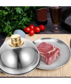 Talerz Tacka z Pokrywką do Serwowania Pokrywa do Grilla Srebrna 18 cm