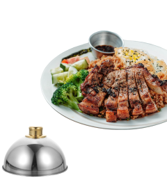 Talerz Tacka z Pokrywką do Serwowania Pokrywa do Grilla Srebrna 18 cm