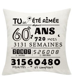 Poszewka na Poduszkę z Kieszeniami Prezent na 60 Urodziny Biała 45 x 45 cm