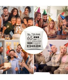 Poszewka na Poduszkę z Kieszeniami Prezent na 60 Urodziny Biała 45 x 45 cm