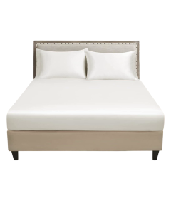 Luofanfei Prześcieradło Satynowe z Gumką 140x200 cm Gładkie Białe 25-30 cm