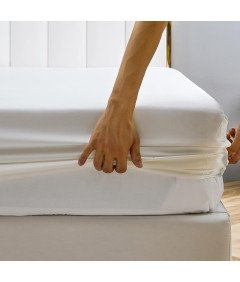 Luofanfei Prześcieradło Satynowe z Gumką 140x200 cm Gładkie Białe 25-30 cm