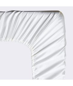 Luofanfei Prześcieradło Satynowe z Gumką 140x200 cm Gładkie Białe 25-30 cm