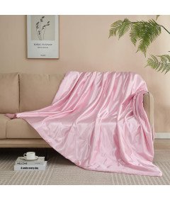 Przytulny Koc Satynowy Narzuta na Łóżko Sofę Kanapę 220x240 cm Różowy