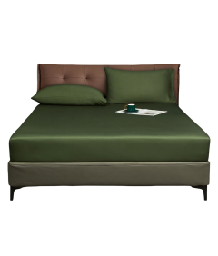 Luofanfei Prześcieradło Satynowe z Gumką 180x200 cm Gładkie Zielone 25-30cm